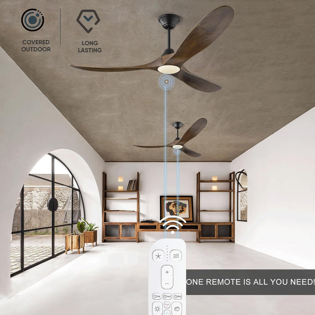 60 Inch Ceiling Fans with Lights, Outdoor Ceiling Fans for Patios with Light Damp Rated