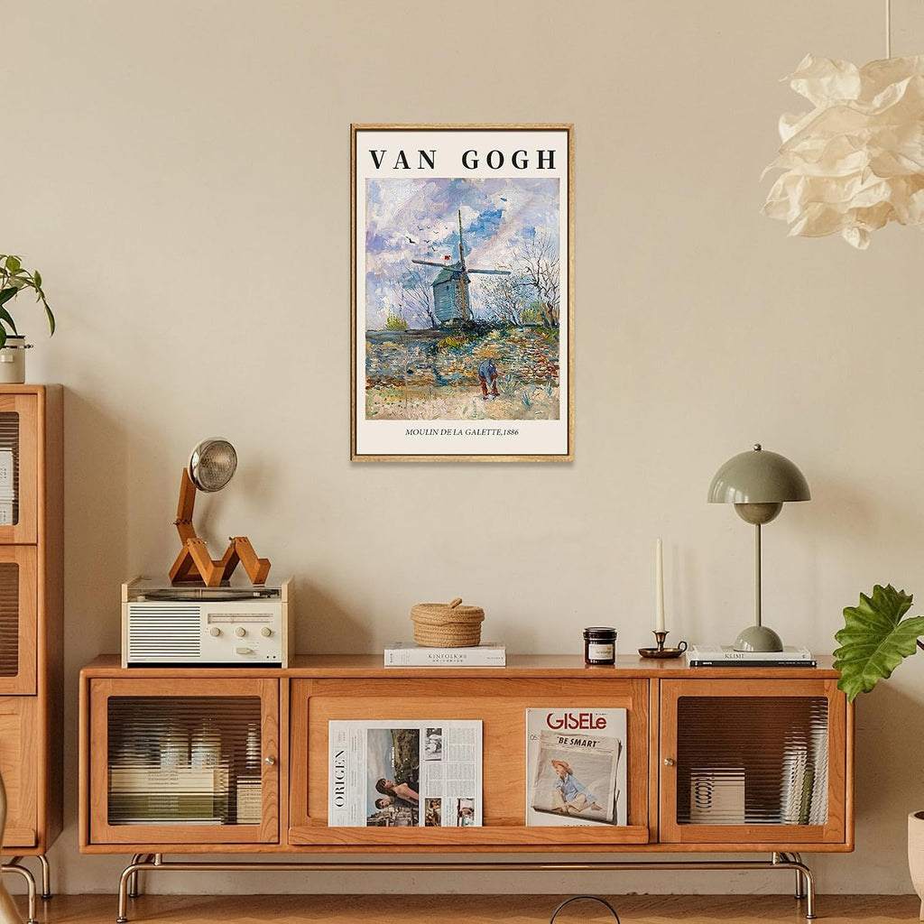 Van Gogh Canvas Wall Art,Le Moulin de la Galette Paintings Wall Art Prints,Van Gogh Classics Art Reproduction Artwork