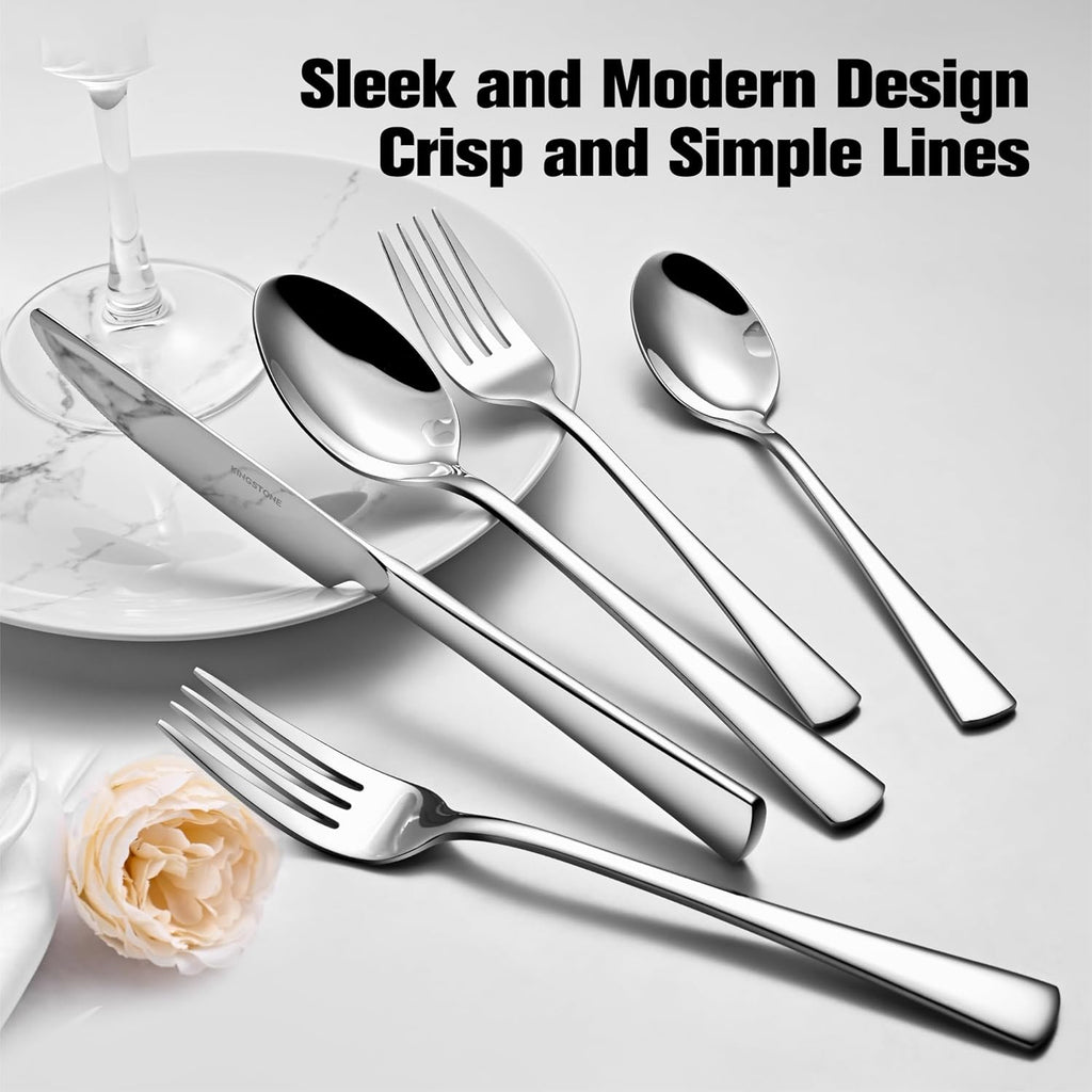 Silverware Set for 8, 40-Piece Forged 18/10 Stainless Steel Flatware Set, Mirror Finish Cutlery Set Dishwasher Safe