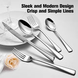 Silverware Set for 8, 40-Piece Forged 18/10 Stainless Steel Flatware Set, Mirror Finish Cutlery Set Dishwasher Safe