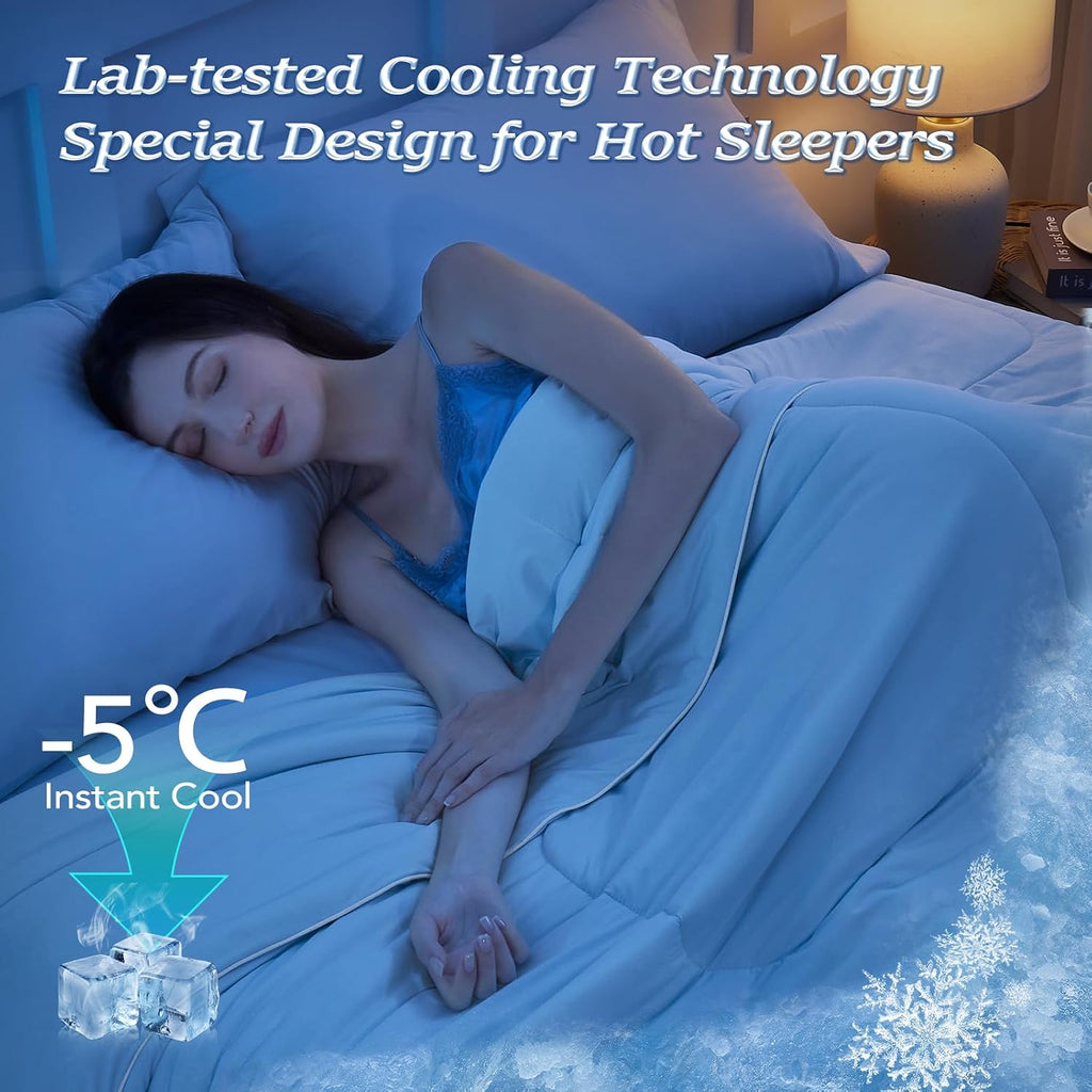Cooling Comforter Queen - Cooling Blanket for Hot Sleepers and Night Sweats, Q-Max>0.45 Double-Sided Silky Cooling