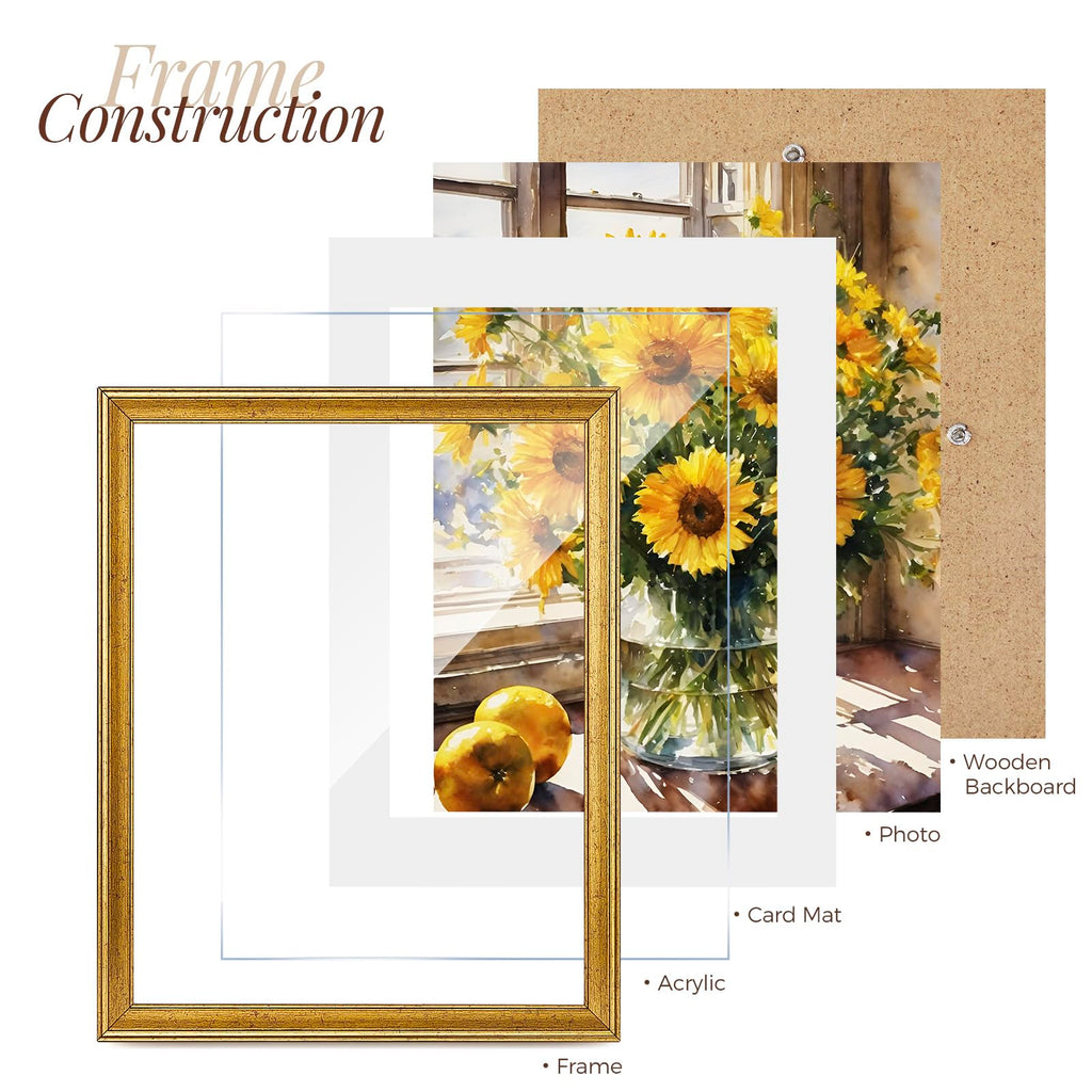11x14 Gold Picture Frames Set of 6, Rustic Gold Frames Set for Gallery