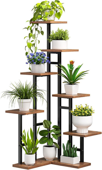Corner Plant Stand Indoor, 7-Tier Plant Shelf for Multiple Indoor Plants, Corner Plant Rack Organizer, Square Flower