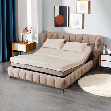 King Size Adjustable Metal Bed Frame with Wireless Remote Control and Quiet Motor, Independent Head and Foot Incline