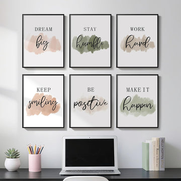 Framed Inspirational Wall Art , Neutral Motivational Quotes Office Decor, Positive Affirmations Team Work Leadership