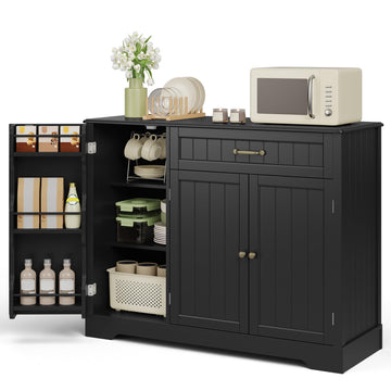 Buffet Cabinet with Storage Shelf, Black
