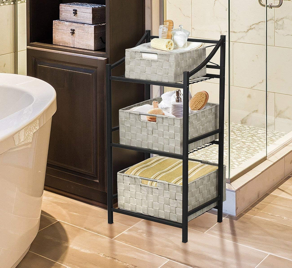 Storage Baskets for Organizing (Set of 7), Mesh Hand-Woven Design, Linen Closet Organizers and Storage, Organizer