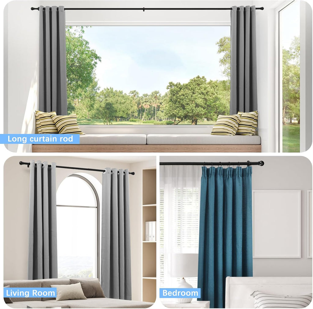 Curtain Rods for Windows 16 to 48 Inches, Curtain Rod Max Adjustable Length of 60 IN, 1" Diameter Drapery Rods Round