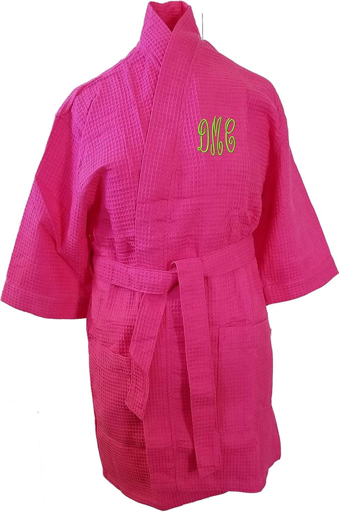 Monogrammed Bathrobes Cotton Waffle Short Names Design Initals