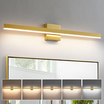 Modern Vanity Light Gold Bathroom Light Fixture Over Mirror 32 inch Vanity Lighting Fixture Dimmable 5CCT LED Bar