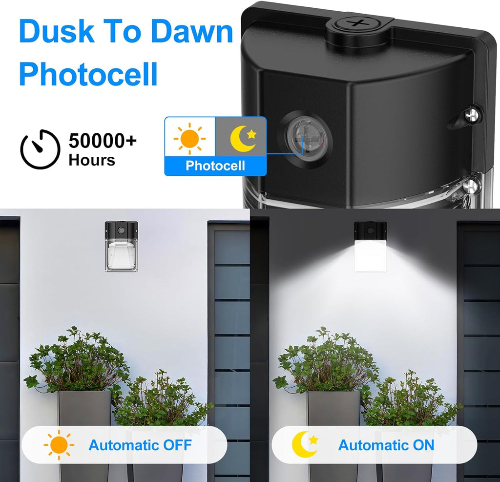 30W LED Wall Pack Light, Dusk to Dawn Outdoor Lighting Sensor, 3600LM, 5000K, LED Outdoor Wall Lights, 120Vac IP65