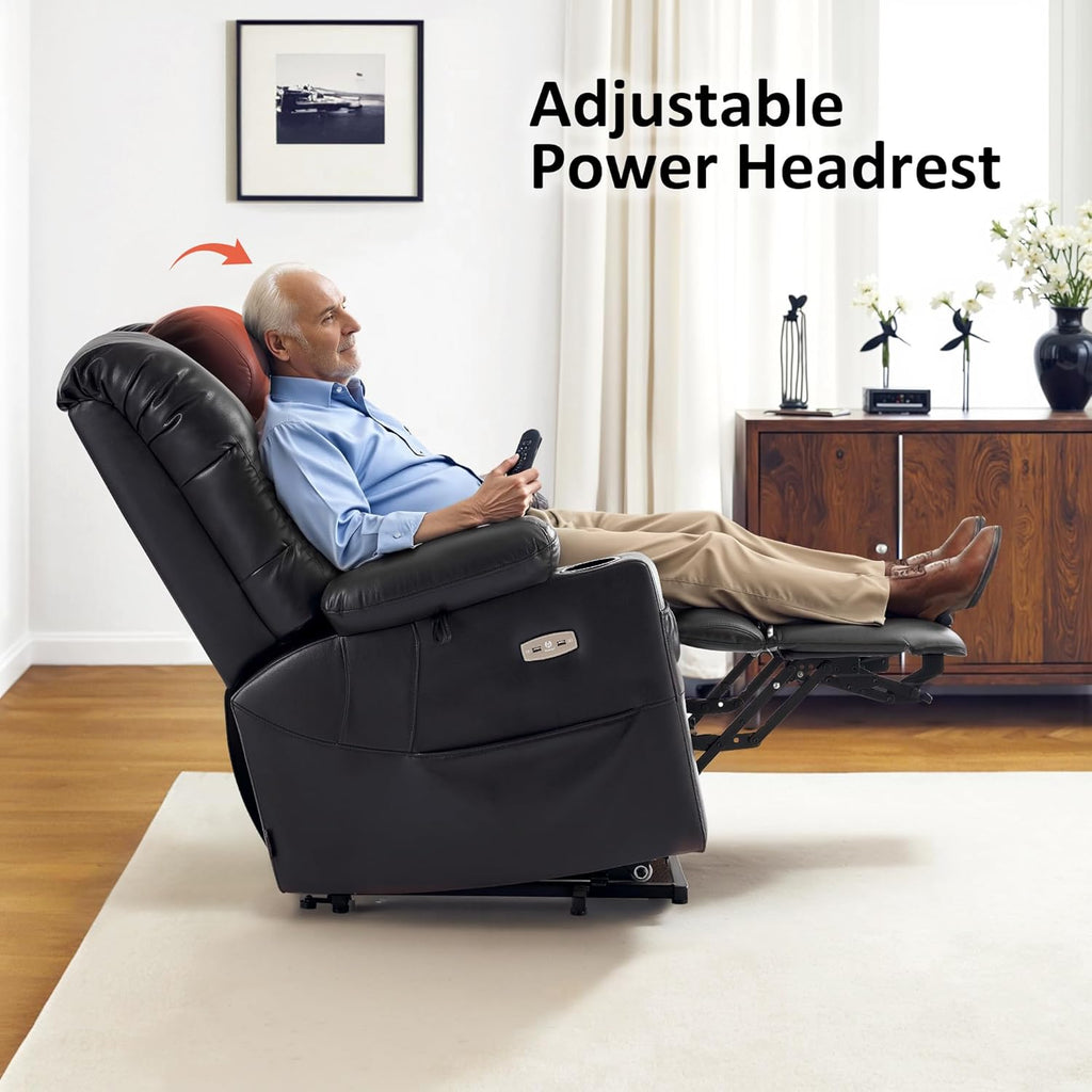 Triple Motor Lay Flat Power Lift Recliner Chair for Tall Elderly, Infinite Position, Massage, Dual Heating