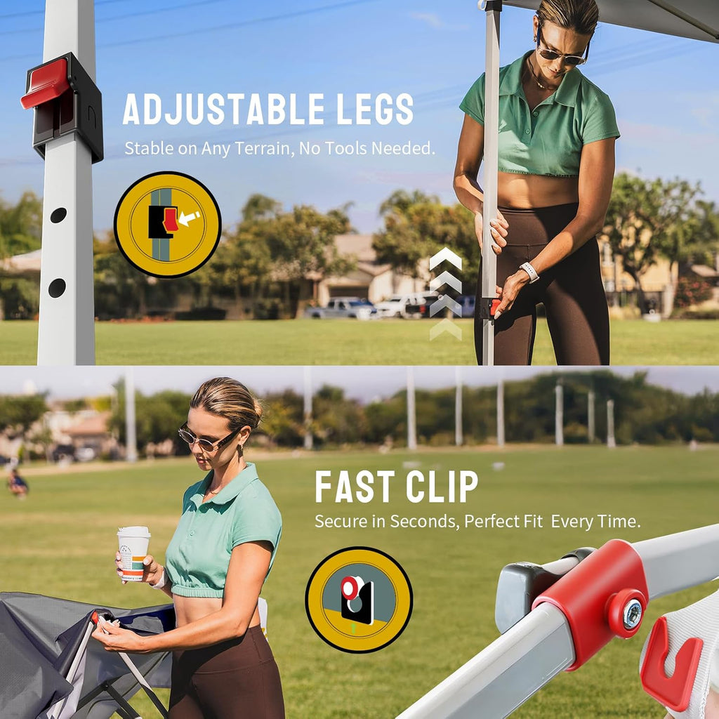 Pop Up Canopy, Patented Center Lock One Push Instant Popup Outdoor Canopy Tent, Newly Designed Storage Bag, 8 Stakes
