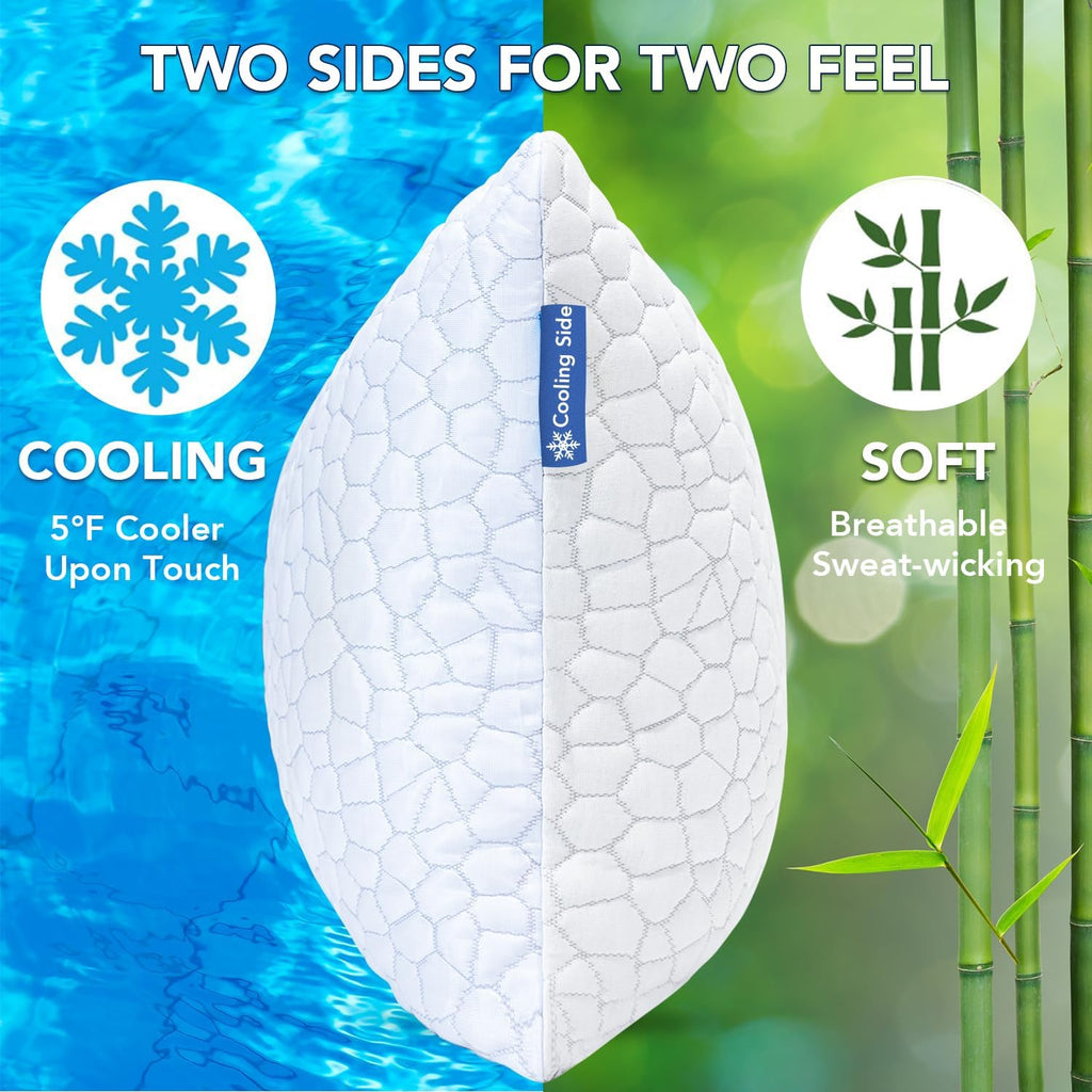 Cooling Memory Foam Pillows King Set of 2, Adjustable Shredded Memory Foam,Bed Pillows for Sleeping with Breathable