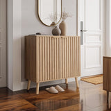 Fluted Storage Cabinet, Sideboard Buffet with Doors and Shelf, Wooden Console Table & Credenza