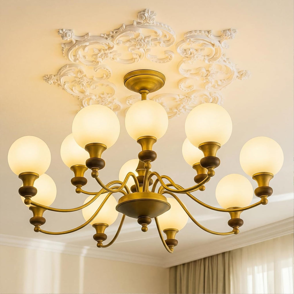 33.5'' Large PU Ceiling Medallion Combination Decorative 2.36'' ID French Style Chandelier Base Ceiling Medallion for Light Fixtures Victorian Rosette Light Covers for Chandeliers(Charming)