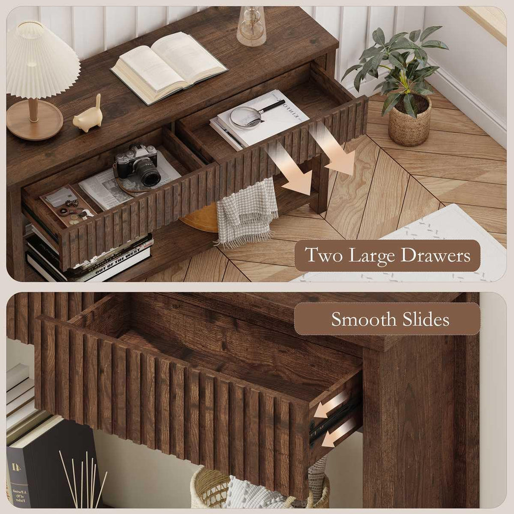 Console Tables , Console Table with Drawers, 47In Sofa Table with Storage, Narrow Entryway Tables with 2-Tier Shelf