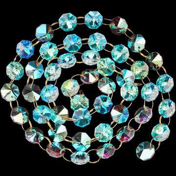 1 Box 6.56 Feet AB Color Glass Crystal Garland Strands 14mm Octagon Chandelier Diamond String Hanging Crystals Prisms