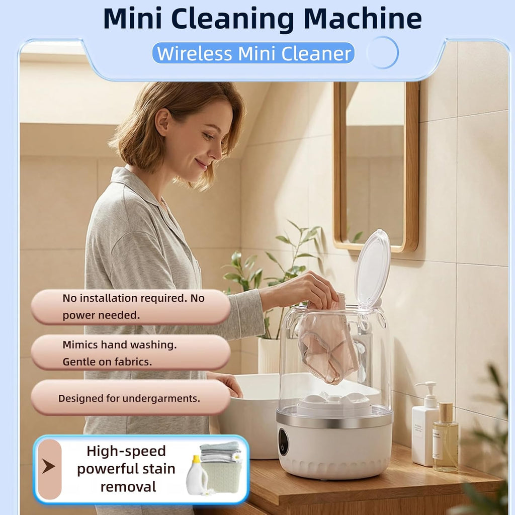 Portable Mini Washing Machine, White, 2L Capacity, Digital Touch Control, Compact Design for Underwear and Delicates