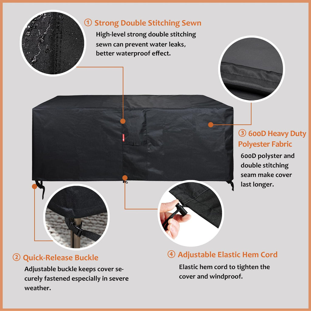 Rectangular Fire Pit Cover 44"L x 28"W x 25"H, Waterproof 600D