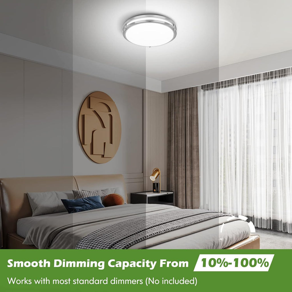 36W LED Ceiling Light Fixture, 12in Modern Flush Mount Ceiling Lights | Dimmable Ceiling Lamps Super Bright 3200LM