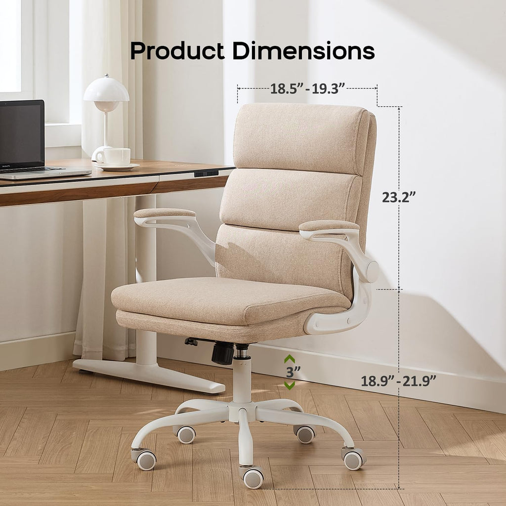 Adjustable Desk Chair Mid Back Executive Comfortable Fabric Ergonomic Back Support Home Computer Chair with Padded