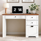47" Home Office Desks, Executive Desk, Farmhouse Computer Desk with Drawers and Charging Station, File Drawer