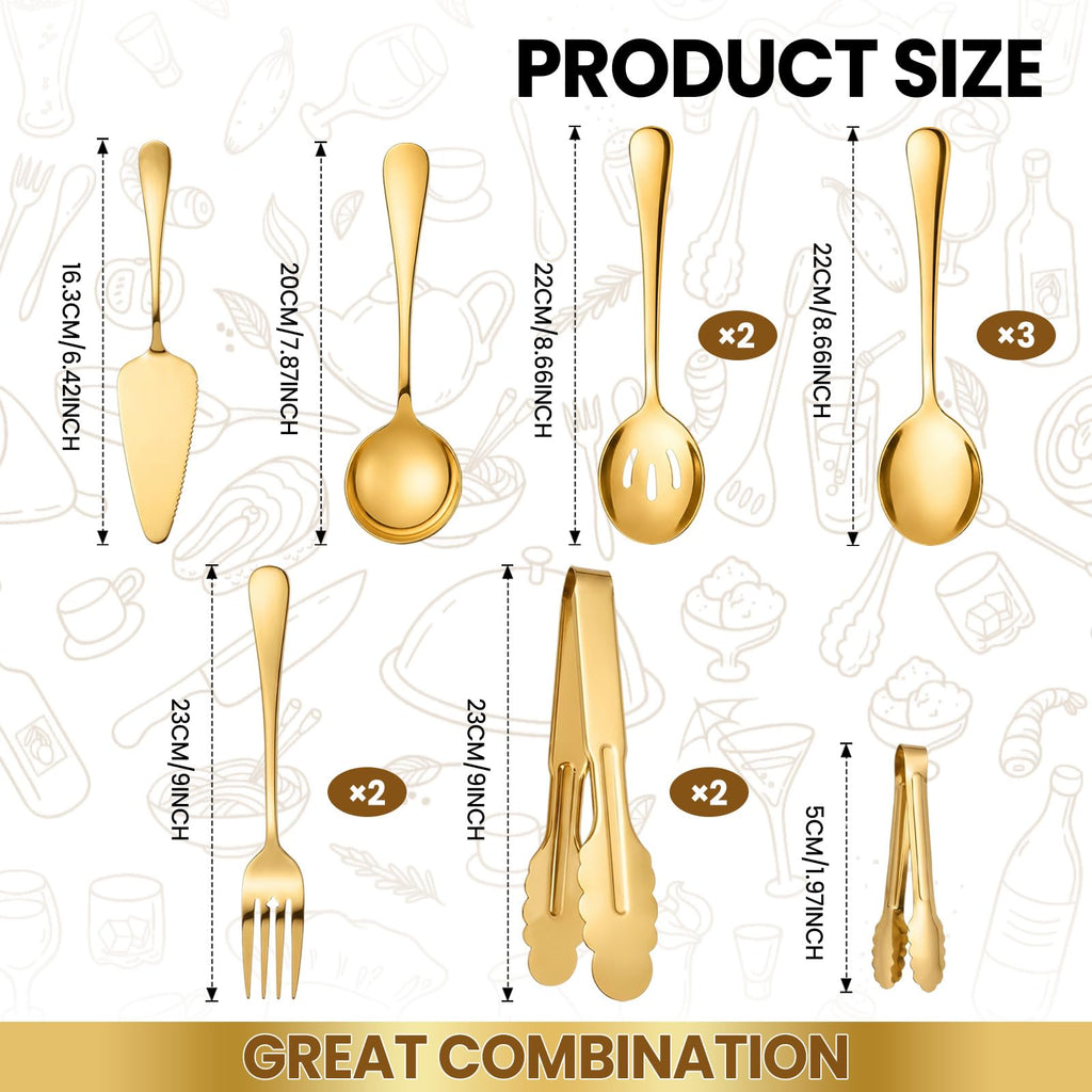 Gold Serving Utensils Set, Serving Spoons for Buffet