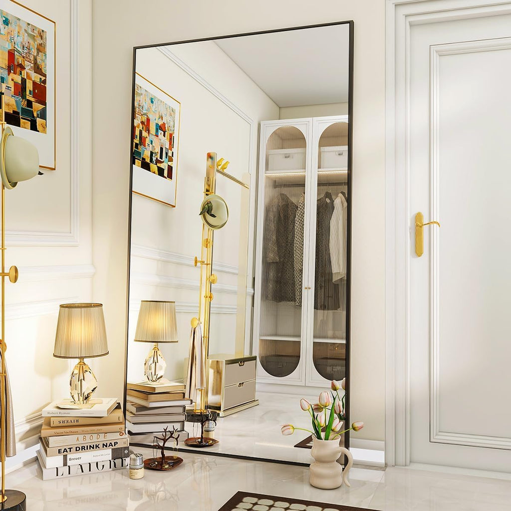 Large Full Length Mirror 78" x 35" - Shatterproof Huge Floor Full Body Mirror with Metal Frame, Freestanding, Wall