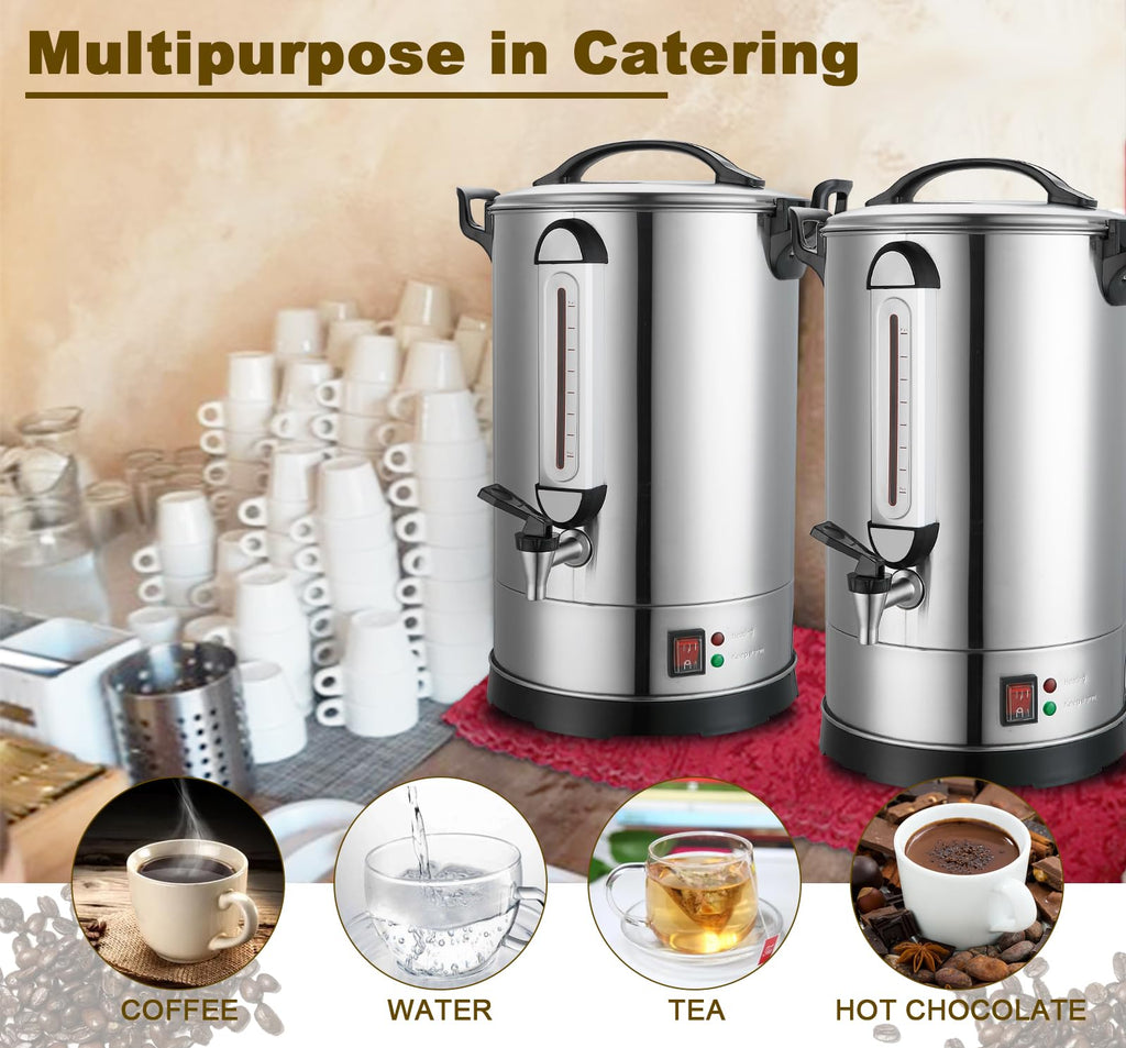 Commercial Coffee Maker 100 Cup Large Coffee Urn 4 Gallon 16L Industrial Coffee Dispenser 1300W Quick Brew Dual Wall