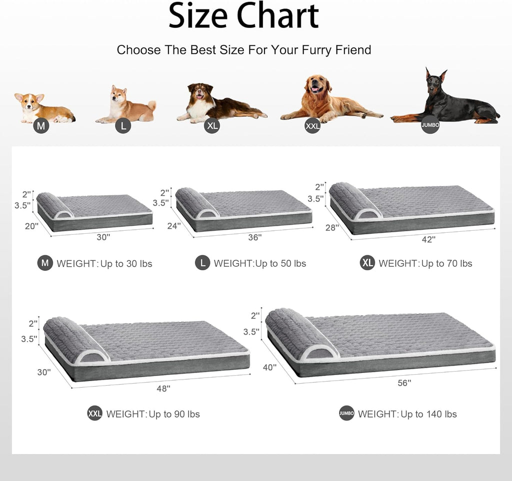 Orthopedic Dog Bed Large Sized Dog with Pillow 36''X24''
