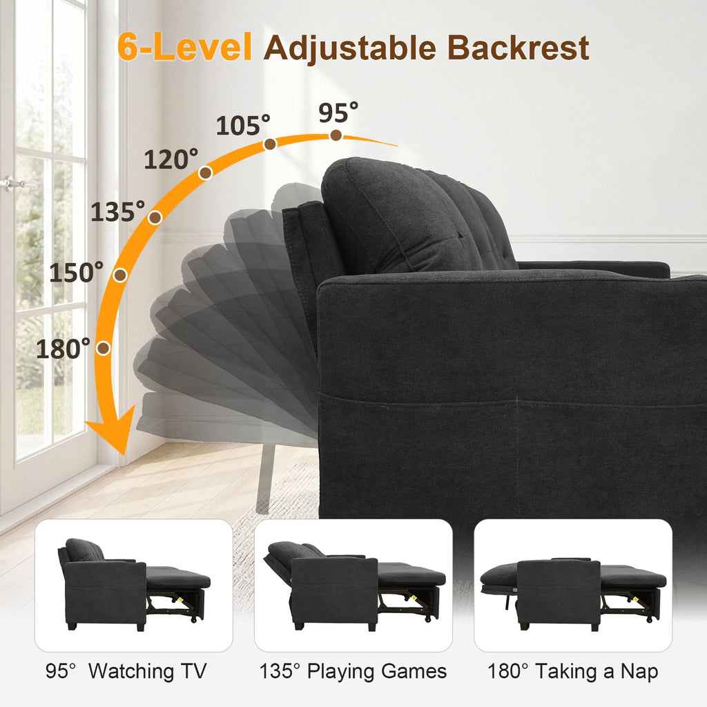 82" L Shaped Sleeper Sofa Bed, Pull Out Sectional Couch with Storage Chaise/Reclining Backrest, Sectional Couches