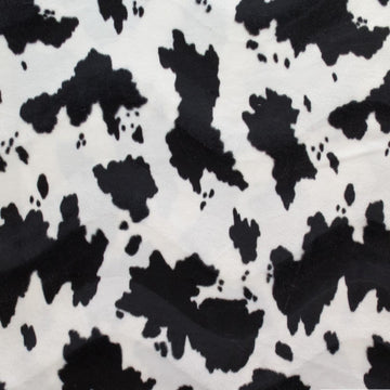 Black and White Cow Print Velboa Fabric with Wave Soft Low Pile Faux Fur 58" Width - Sold by The Yard