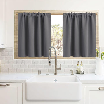 Grey Blackout Curtains Bedroom Bathroom Window