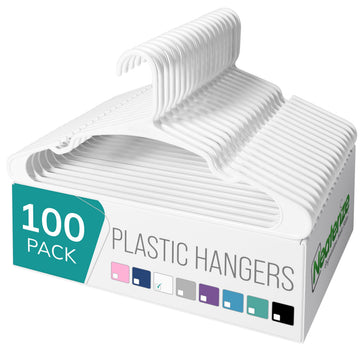 Clothes Hangers Plastic 100 Pack for Adults - Plastic Hangers, The Perfect Coat Hanger and Space Saving Clothes
