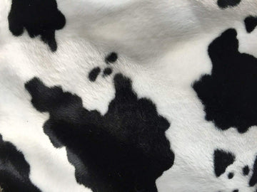 Cow Velboa Faux Fur Fabric - Sold by The Yard - 58"/ 60" (1 Yard, Black White)