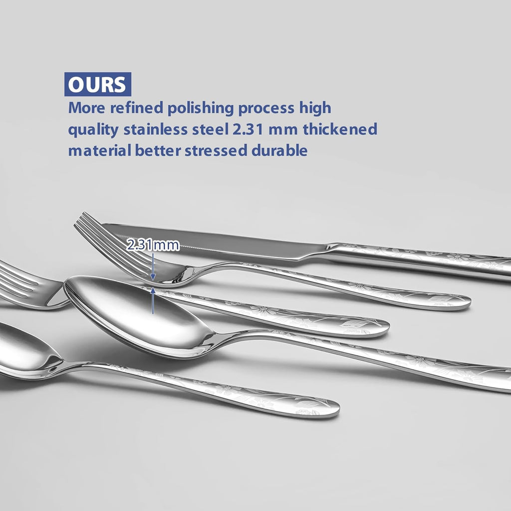 40-Piece Silverware Set Service for 8, Premium Stainless Steel Cutlery Set