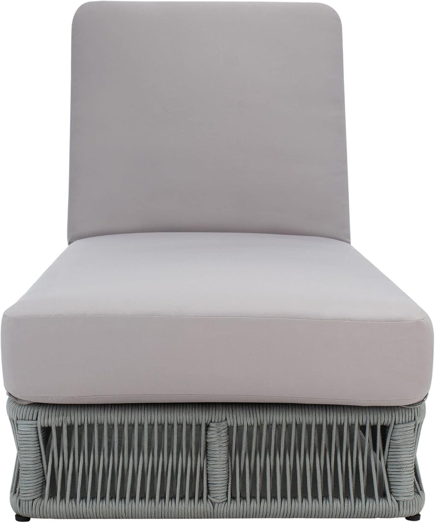 Outdoor Chaise Lounge Chair - Grey & Grey - Steel and Woven Rope - Adjustable 5-Position Backrest - Ideal