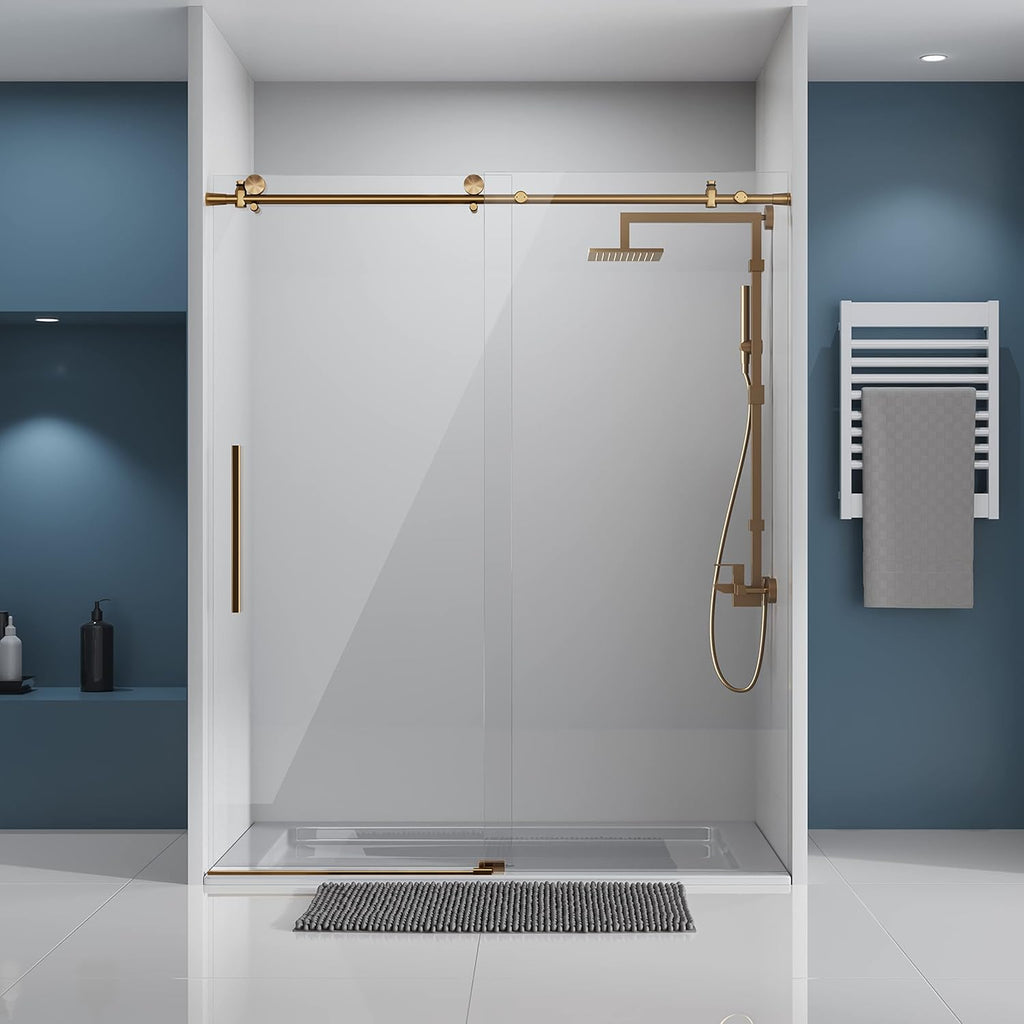 Frameless Shower Door, 56-60" W x 75" H Sliding Glass Shower Door