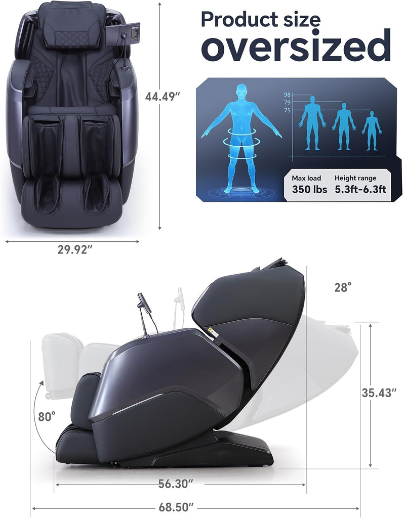 4D+3D Dual Mechanism Massage Chair Full Body, Zero Gravity Massage Chair Recliner with Segmented Dual SL Track, AI