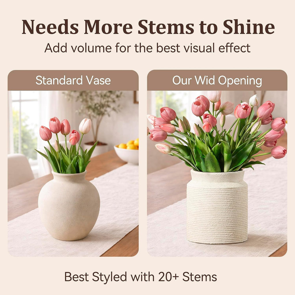 Ceramic Flower Vase 7.5 inch Farmhouse Rustic Vase