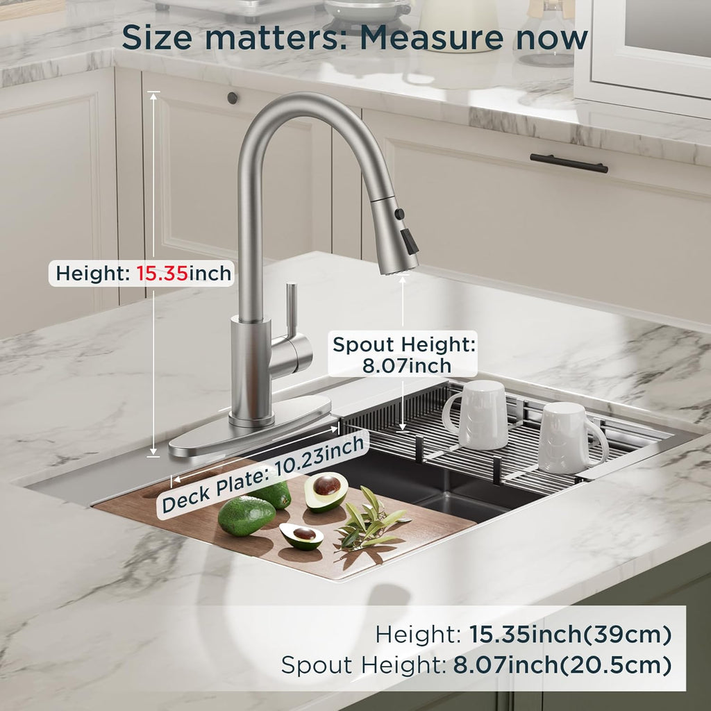 Kitchen Faucet with Pull Down Sprayer Brushed Nickel