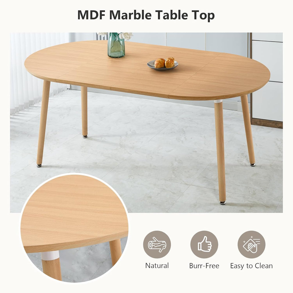 Extendable Round Dining Table for 4 6 Wooden Dining Room Table 39" to 70" Modern Kitchen Table for Dining Room Office
