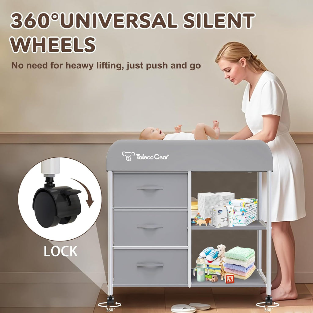 Baby Changing Table, Portable Changing Table, Diaper Changing Station with Waterproof Pad, Changing Table Dresser