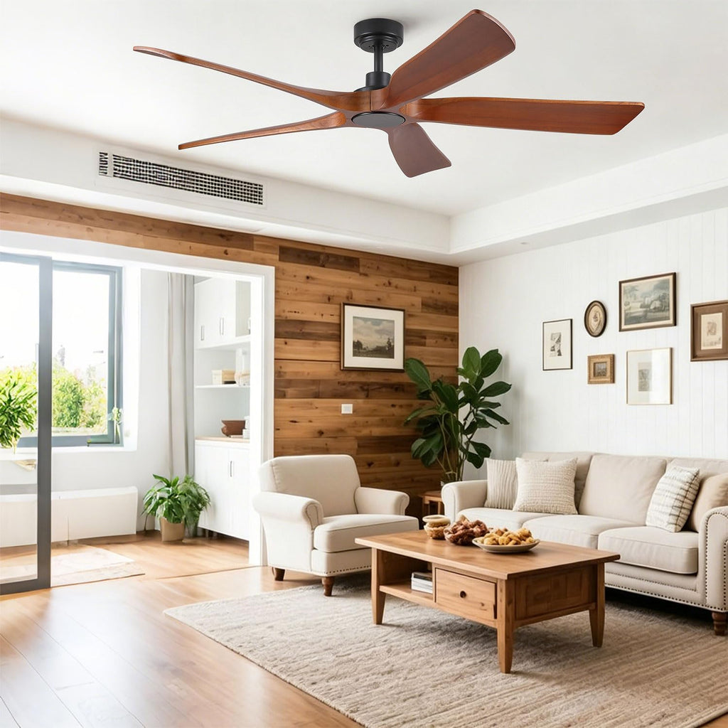 Farmhouse Ceiling Fan no Lights with Remote Control, 60 Inch Outdoor Indoor Ceiling Fan Without Light