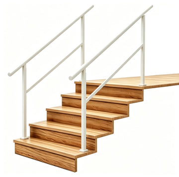 2 Pack Hand Rails for Outdoor Steps, 5 Step White Railing Kit