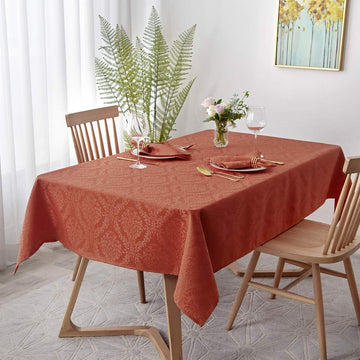 Jacquard Table Cloth Damask Design Water Proof Wrinkle Free Heavy Weight Soft Tablecloth Decorative 