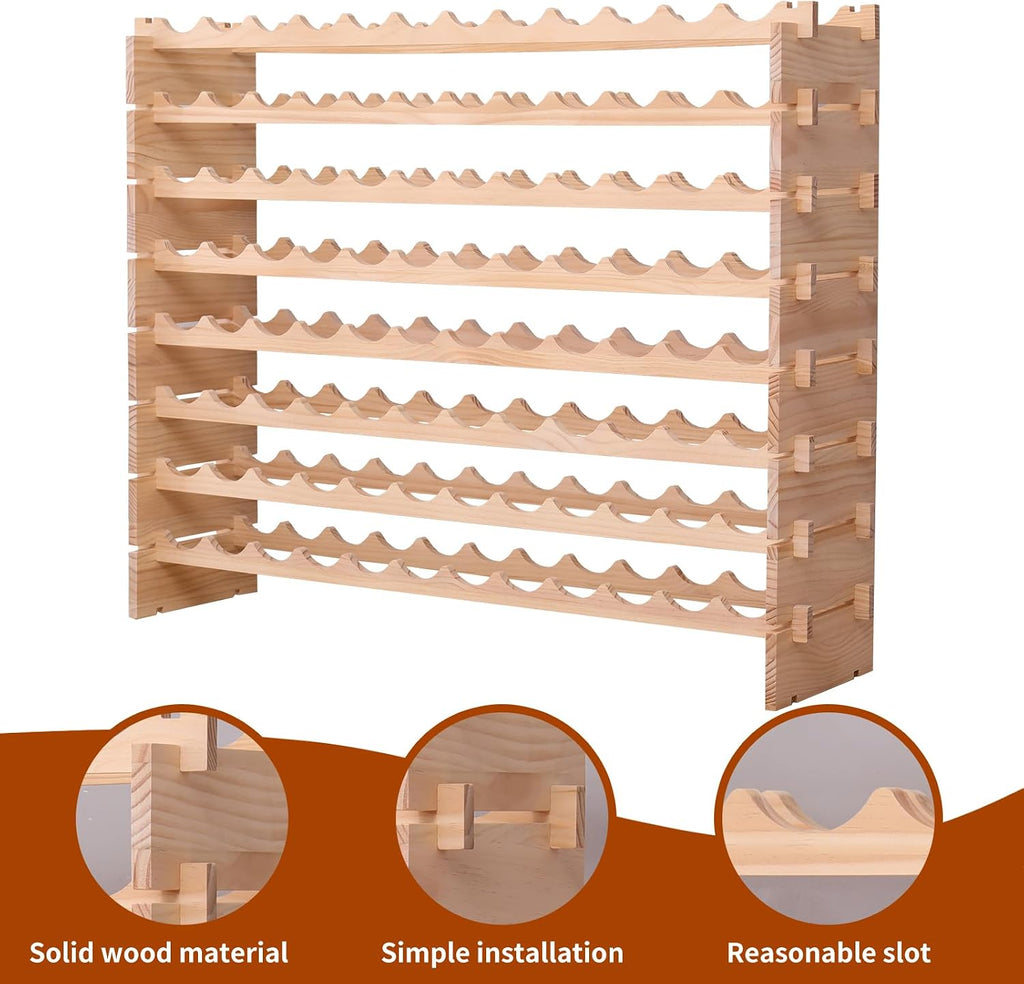 Wooden Stackable Storage Modular Wine Rack cabinet-96bottle Freestanding for Floor Wine Rack