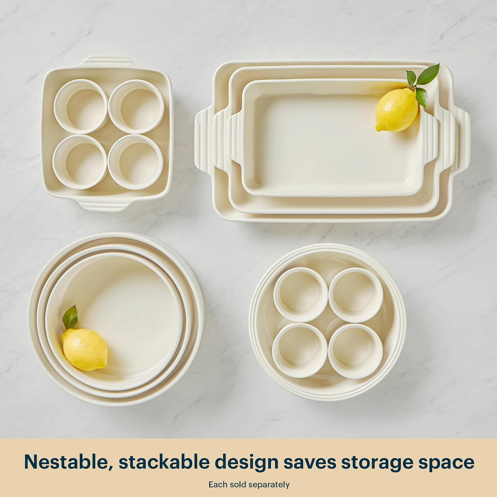 3-Piece Ceramic Bakeware Set, Nonstick Casserole Dish with Handles | Lead and cadmium free, preheated oven safe