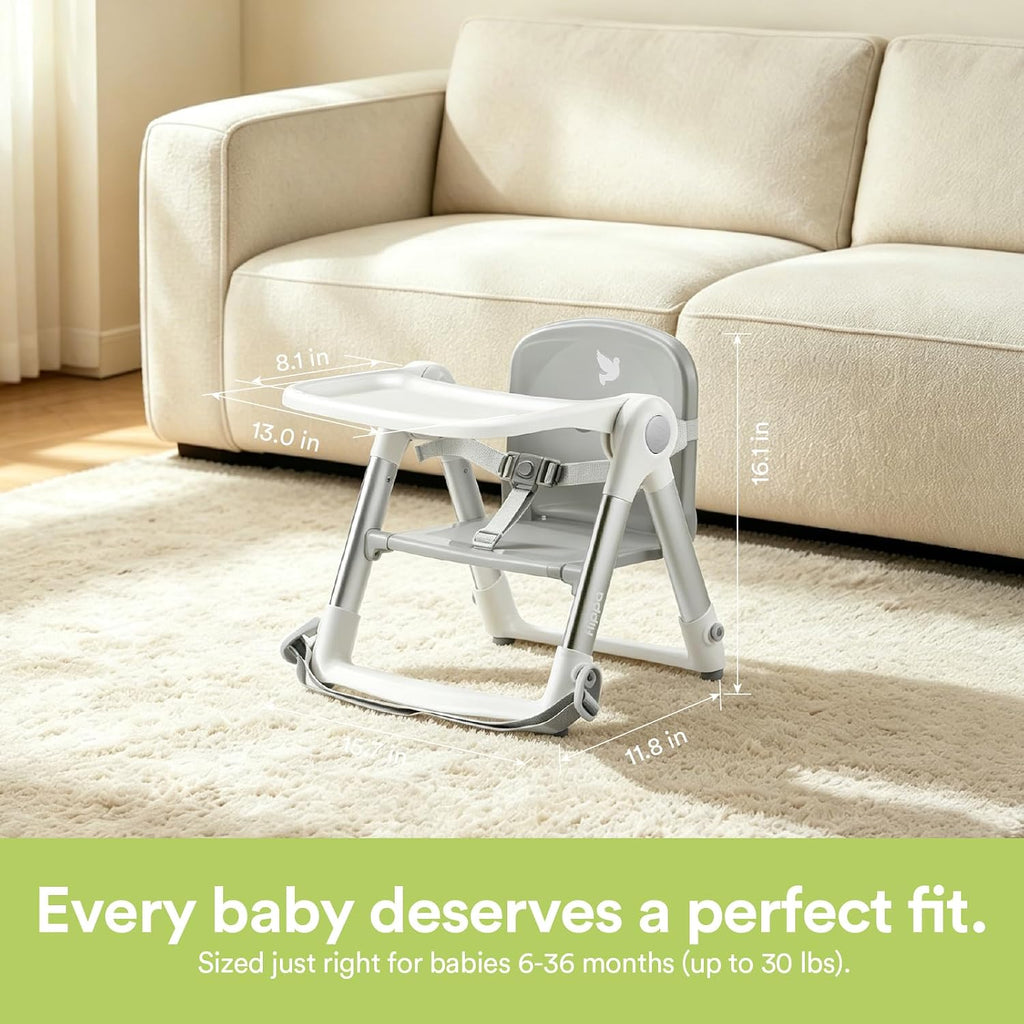 3-in-1 Toddler Booster Seat Chair & Dining Table with Removable Tray and Safety Straps, Portable& Foldable Babies